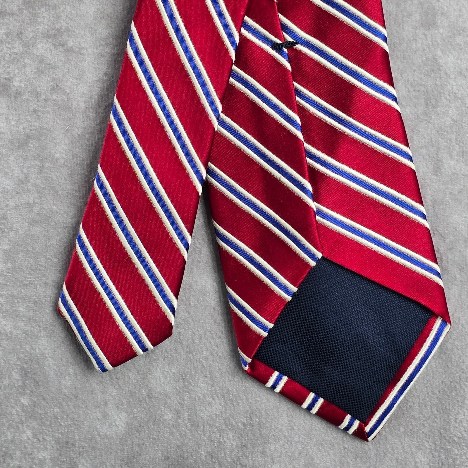 Eagle Red Blue White Stripe Repp Executive Christmas 100% Silk Men's Neck Tie