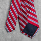 Eagle Red Blue White Stripe Repp Executive Christmas 100% Silk Men's Neck Tie