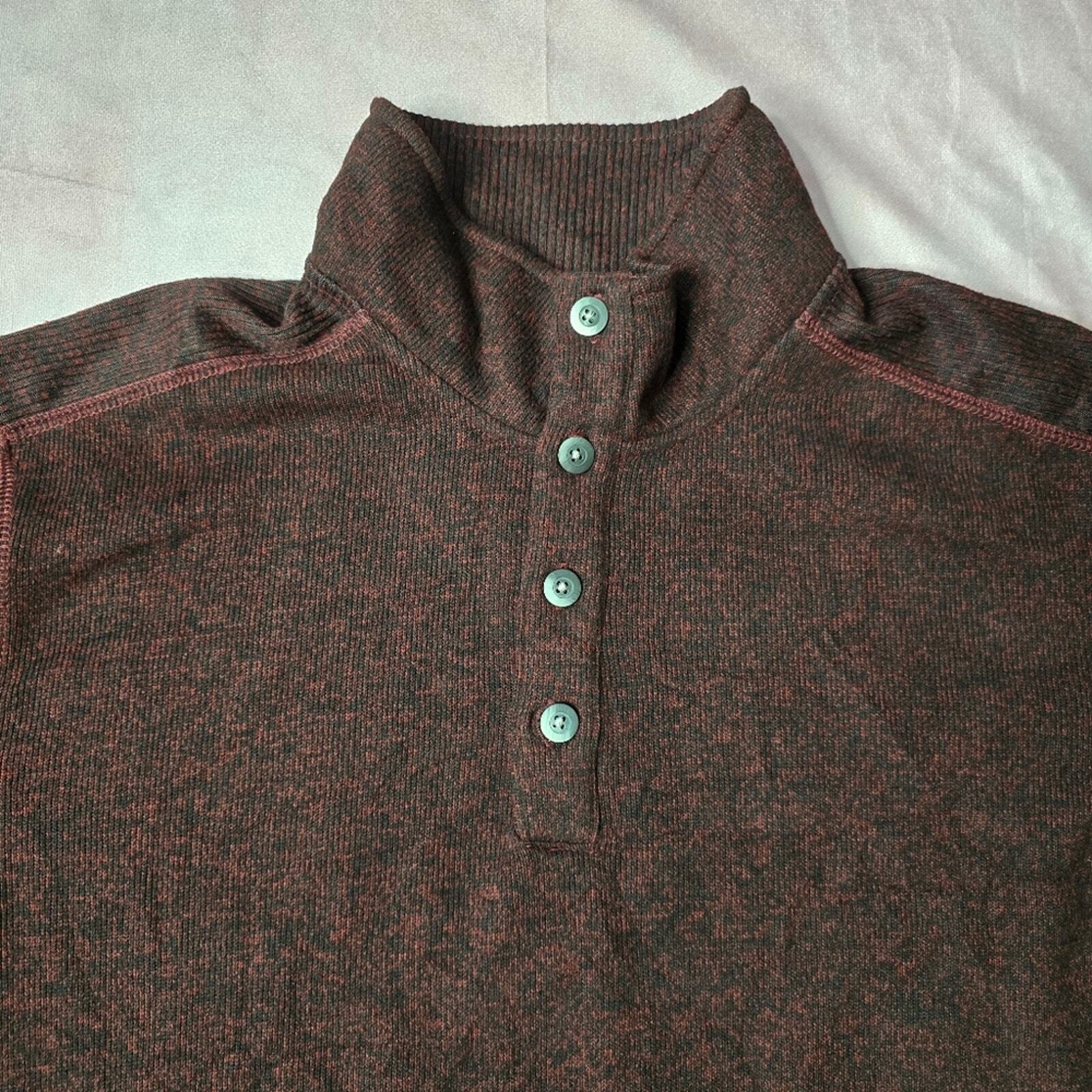 Van Heusen Flex Red Black Pull Over Button Long Sleeve Sweater XLARGE