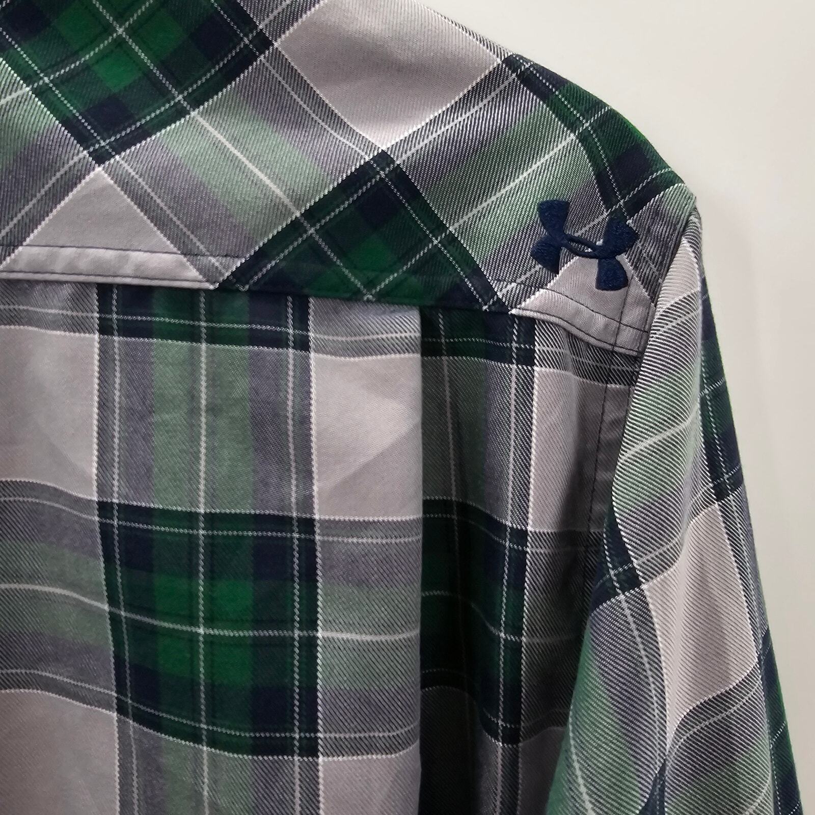 Under Armour Green Plaid Elbow Patch Button Lovesleeve Utility Shirt Large