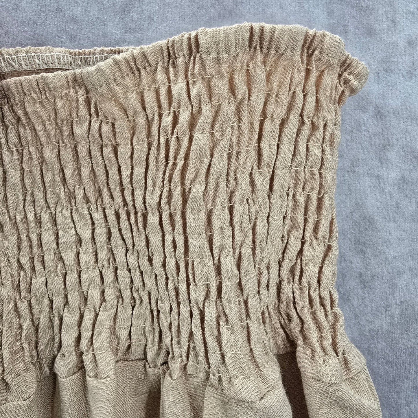 Cream Tan Smock High Rise Wide Leg Pocket Flowy Boho Dress Pants Plus 2XL