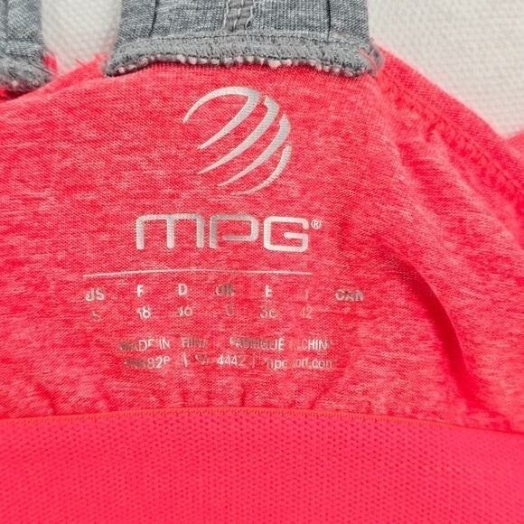 MPG Pink Orange Gray Racerback Sports Activewear Support Bra Tank Top Small