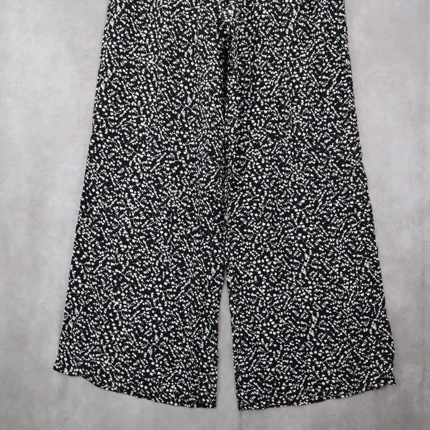 Decree Black Pull On Wide Leg Floral Boho Beach Comfy Trouser Pants Large