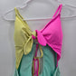 Xhilaration Pink Yellow Blue One Piece Cutout Bathing Suit Swimwear Large