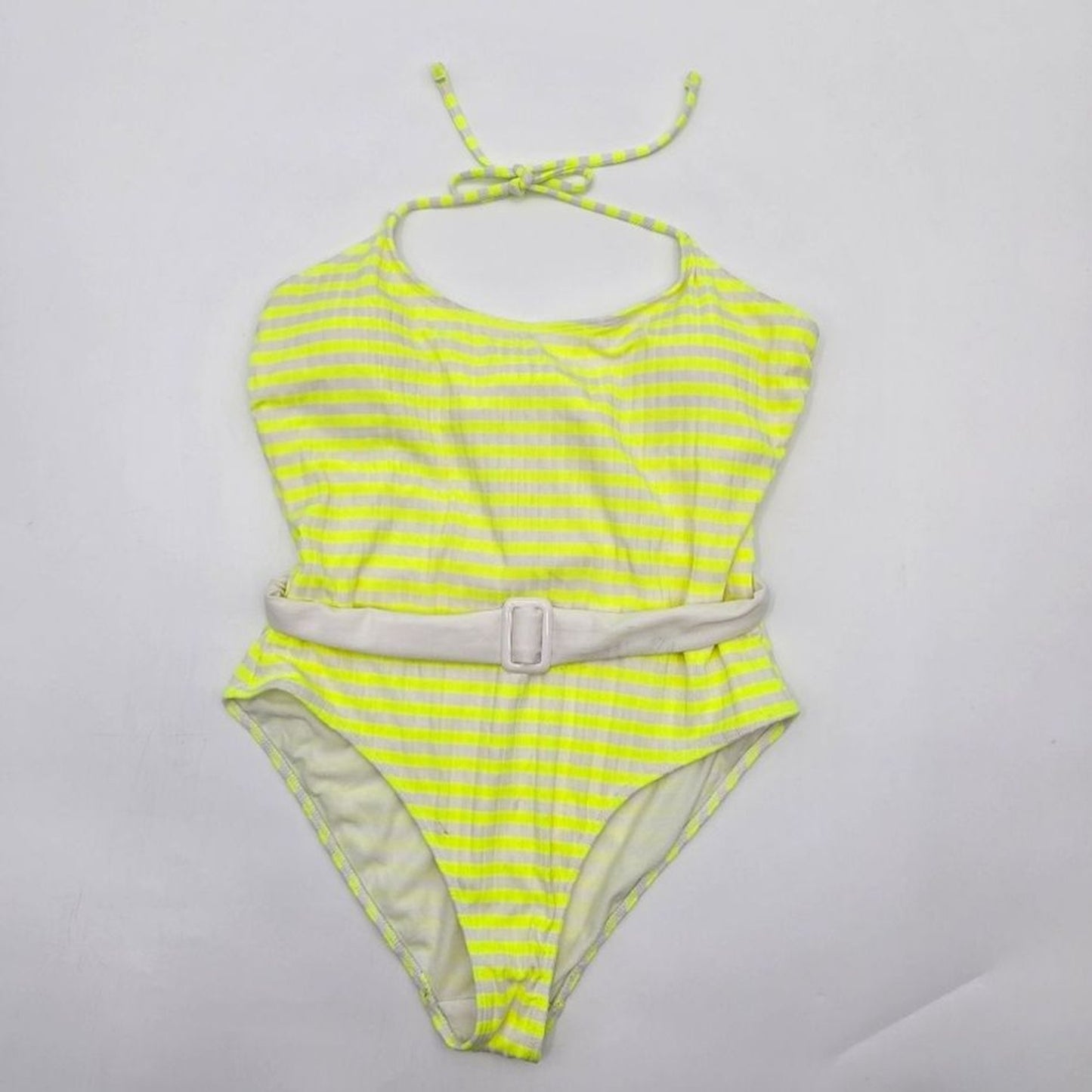 No Boundaries Yellow White Stripes Bathing Suit One Piece Swimsuits Large