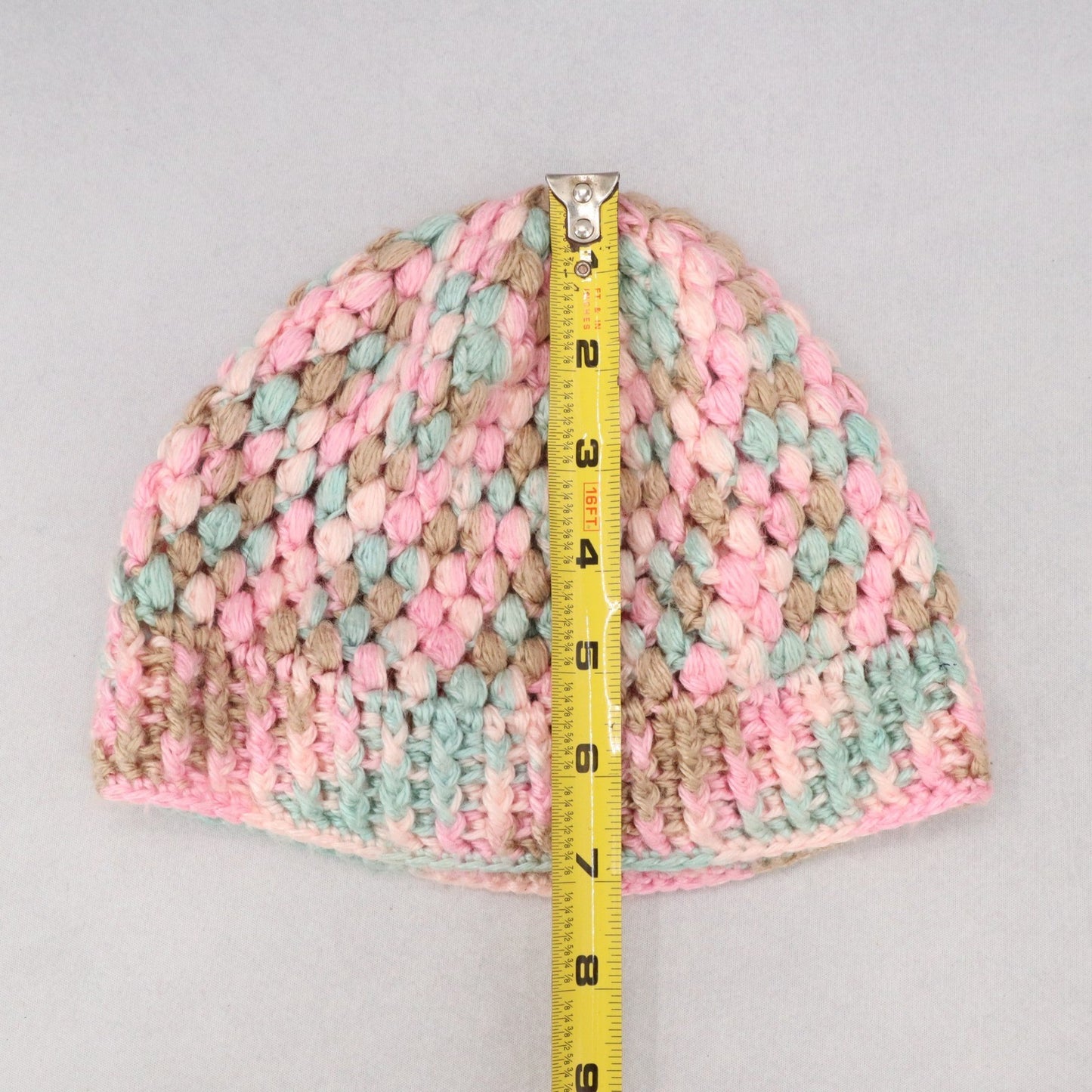 Pink Crochet Cable Knit Y2K Vintage Cottage Cozy Beanie Cap Hat OS