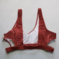 Brown Stripe Cutout Velvet Swim Sports Bra Beach Bralette Bikini Top L Large