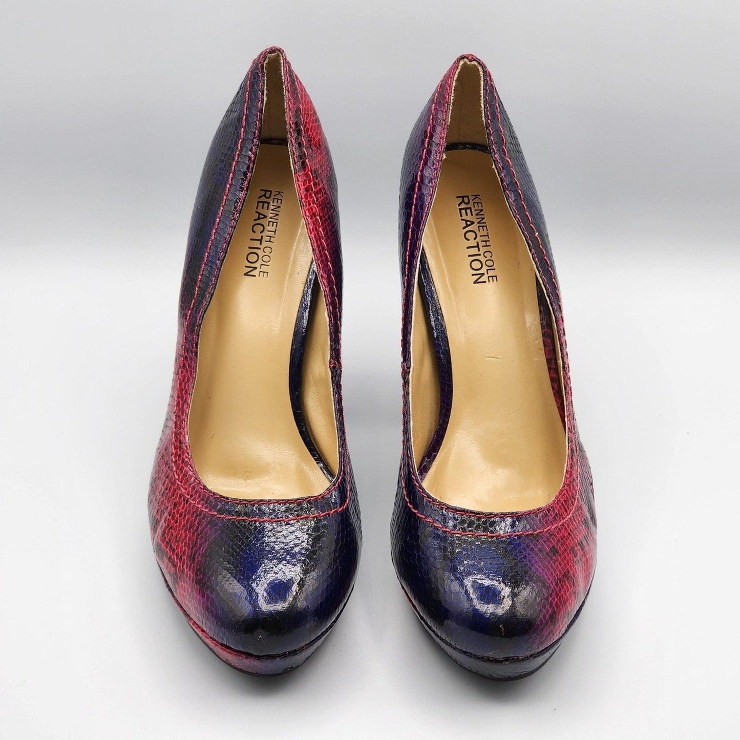 Kenneth Cole Reaction Purple Pink High Heel Pumps Chunky Platform Women Shoe 7.5