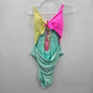 Xhilaration Pink Yellow Blue One Piece Cutout Bathing Suit Swimwear Large