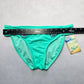 Hobie Green Bead Embroidered Floral Swim Beach Flirty Boho Bikini Bottom Large