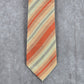 Van Heusen Orange Gray Stripe 100% Silk Geometric Repp Men's Neck Tie NWOT