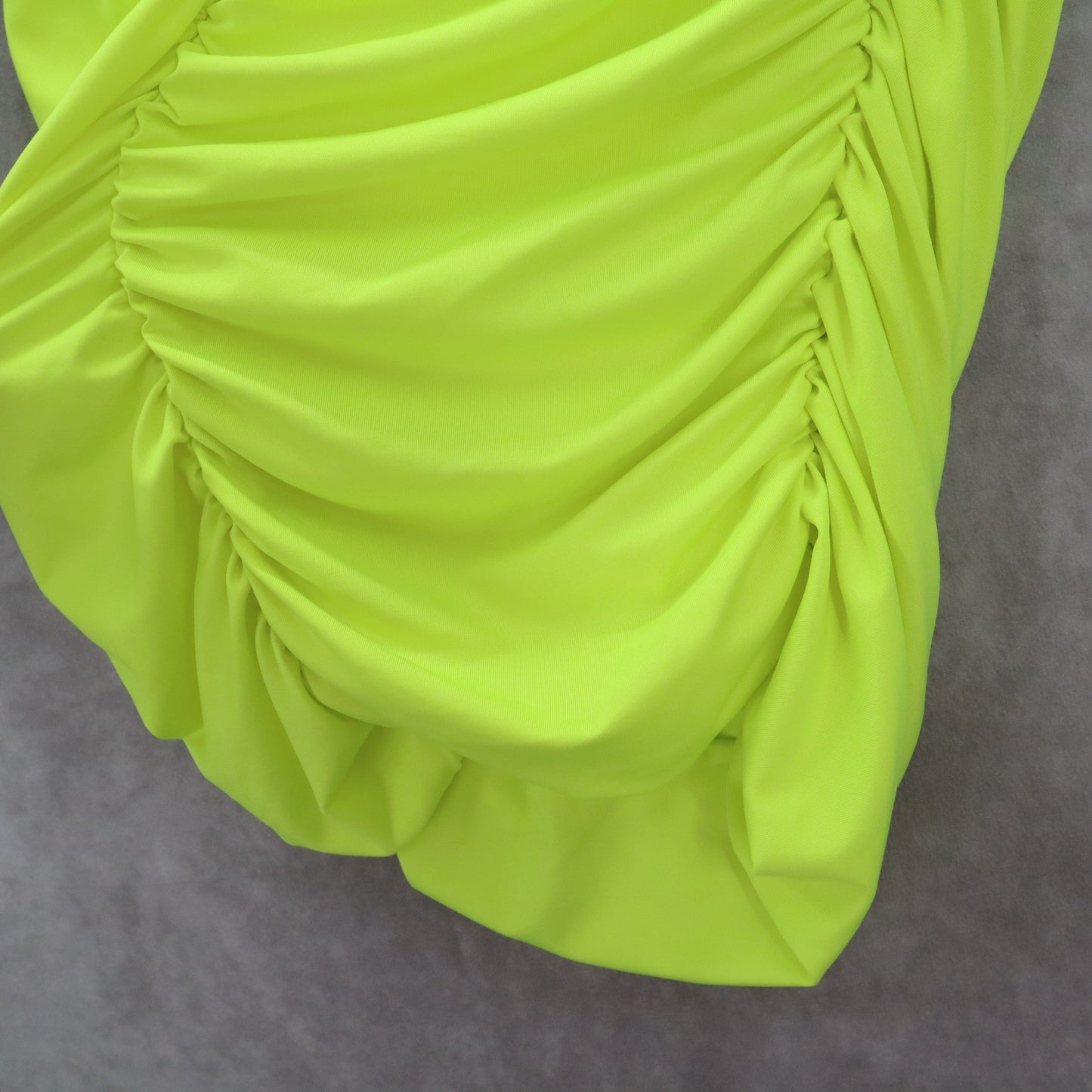 Green Neon Ruched Stretchy Tube Swim Party Pencil Bodycon Drape Top S Small