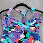 Catalina Purple Floral Halter Tie Padded Bikini Tankini Beach Boho Top S Small