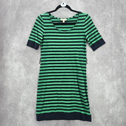 Banana Republic Stripe Green Blue Cotton Short Preppy Dress Extra Small XS