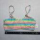 Indigo Rein Pink Stripe Ruffle Padded Swim Bra Beach Bralette Bikini Top L Large