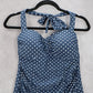 Merona Navy Blue Polka Dot Padded Halter Tie Swim Beach Tankini Top S Small