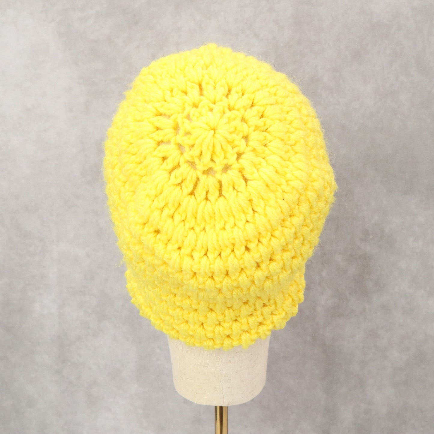 Yellow Cable Knit Y2k Vintage Handmade Cozy Winter Beanie Cap Hat