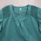 Adar Green Medical Uniform Scoop Neck Smocked Pocket Short Sleeve Top Plus 3XL