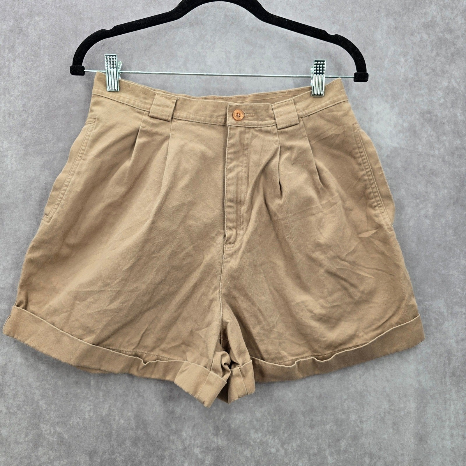 Liz Claiborne Tan Flat Front Bermuda Cotton Petite Bottoms Pants Shorts 12
