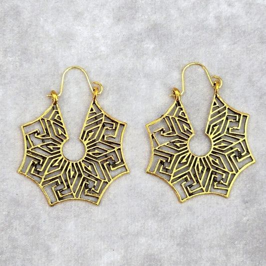 Gold Leaf Floral Star Web Hook Boho Retro Dangle Earrings Fashion Jewelry JB2-7