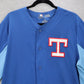 TX3 Cool Blue Mens Baseball Fan Texas Rangers Button Jersey Merchandise Large