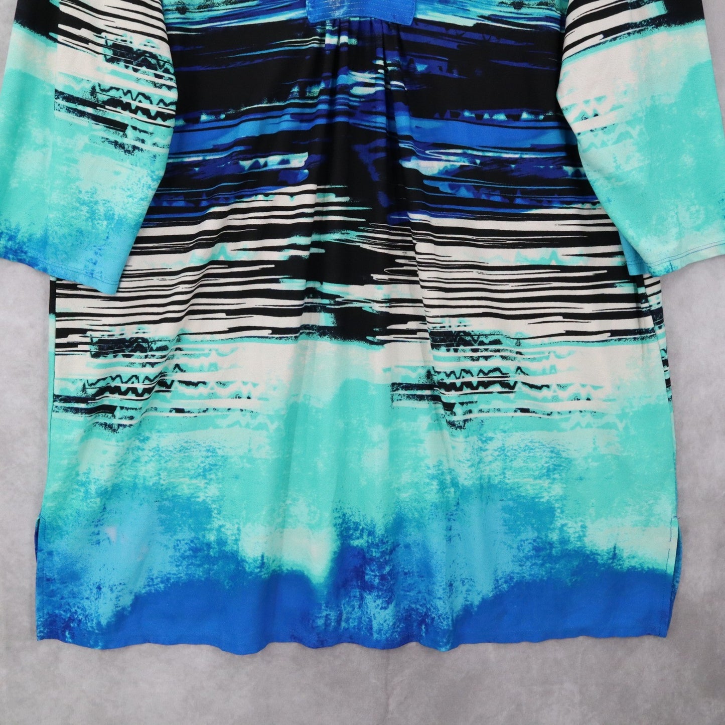 Serengeti Catalog Blue Stripe Knee Length Boho Midi Relaxed Work Dress Plus 2X