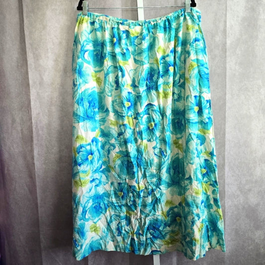 Napa Valley Blue Floral Midi Y2K Vintage Cottagecore Button Skirt Plus 2XL 20W