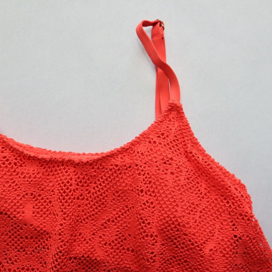 Mossimo Orange Eyelet Swim Sports Bra Beach Bralette Bikini Top L Large
