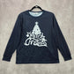 Cutematchy Navy Blue Merry Christmas Tree Print Y2K VTG Long Sleeve Top Medium