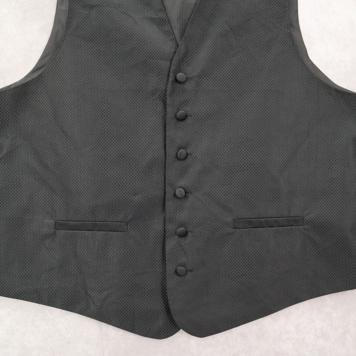 Bruno Piattelli Black Checker 6 Button Waistcoat Tuxedo Formal Suit Vest 46R L