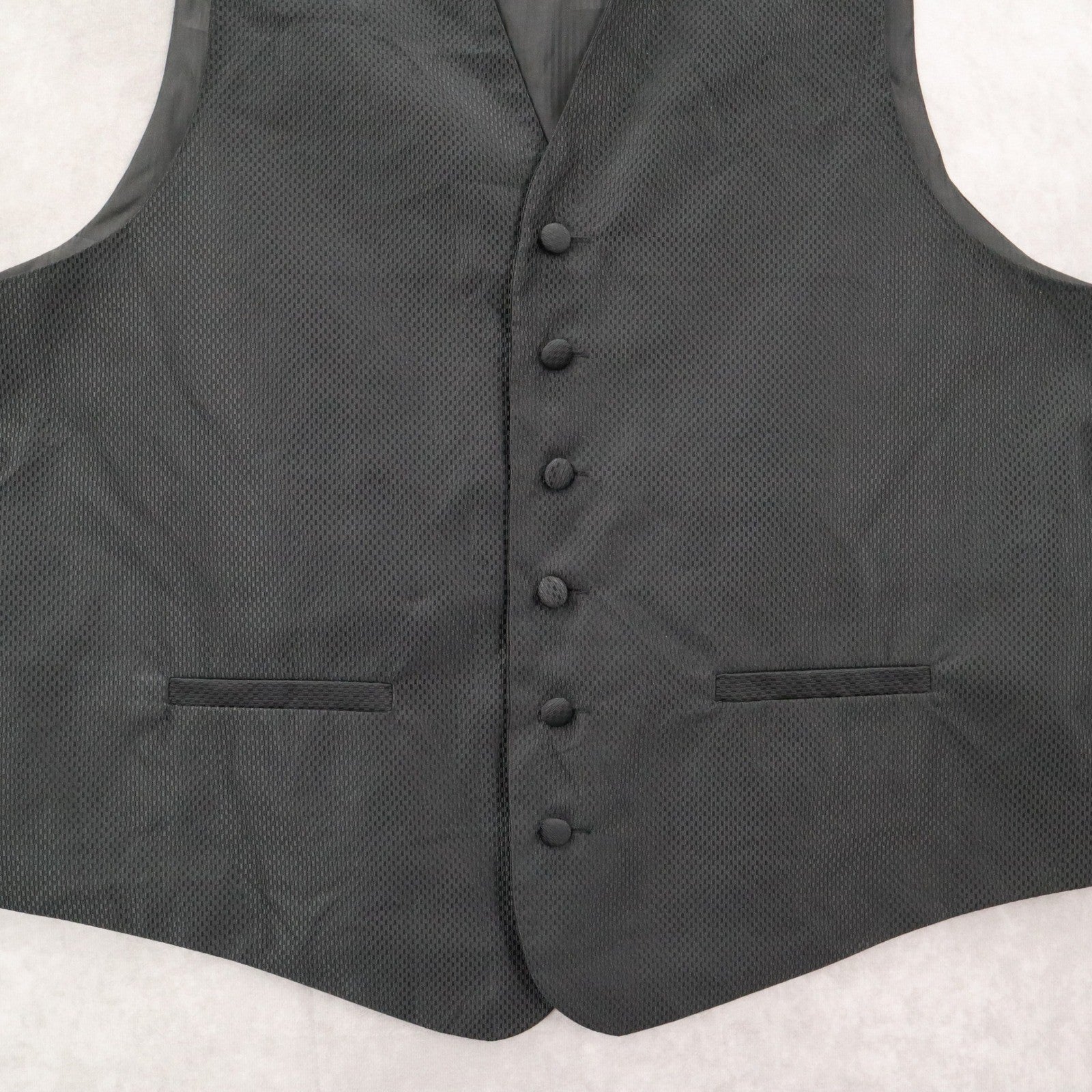 Bruno Piattelli Black Checker 6 Button Waistcoat Tuxedo Formal Suit Vest 46R L