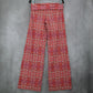 Helen Jon Red Floral Stretch Boho Wide Leg Trouser Paisley Pants S Small