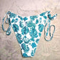 White Blue Paisley Floral Print String Tie Bikini Swimsuit Swimwear 2XL