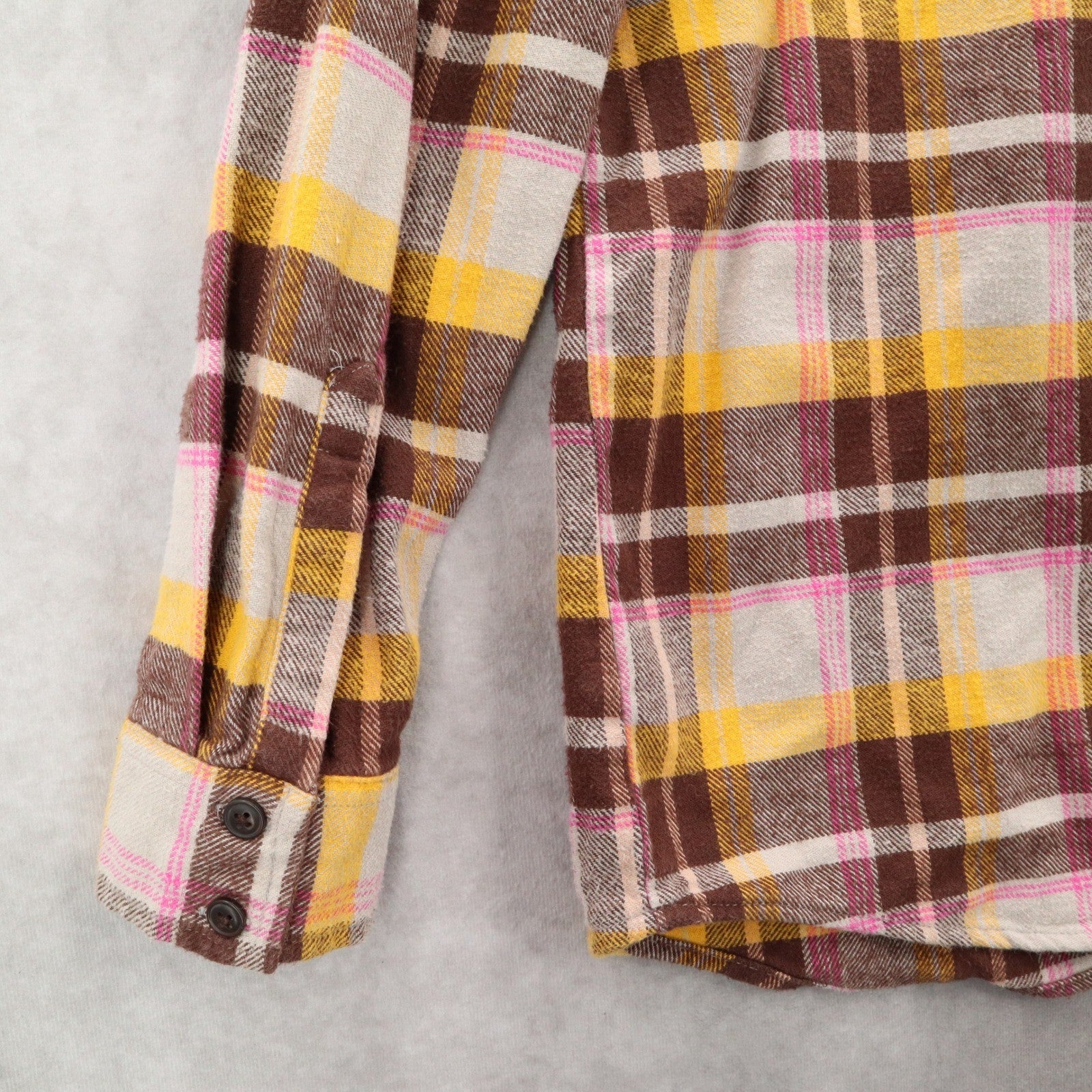 Wild Fable Yellow Flannel Plaid Long Sleeve Button Down Western Utility Shirt XS