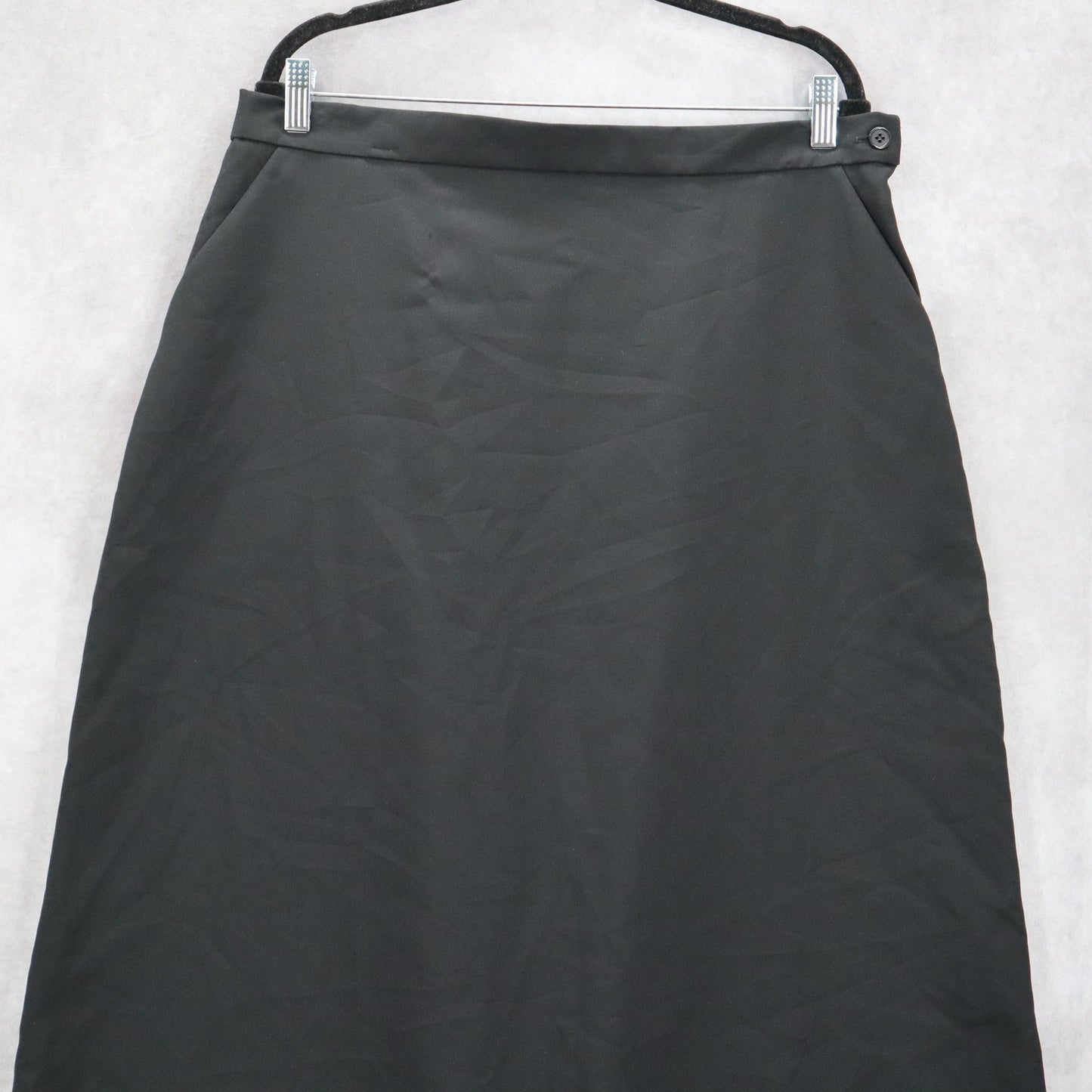 Bedford Fair Black Pull On Secretary Midi Church Pocket Flare Skirt Plus 20P