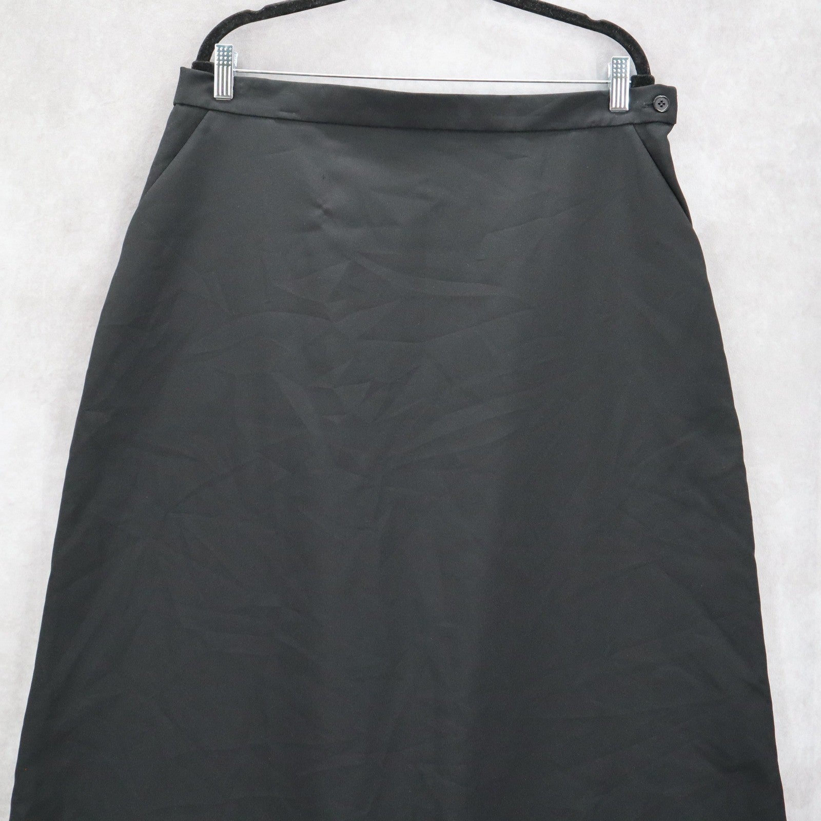 Bedford Fair Black Pull On Secretary Midi Church Pocket Flare Skirt Plus 20P