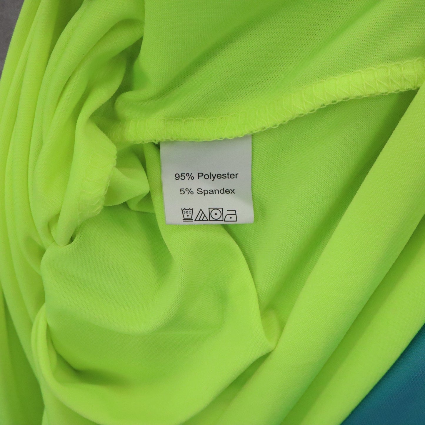Blue Neon Bodycon Dress Spaghetti Strap Asymmetrical Hem Mesh Ruched Side Small