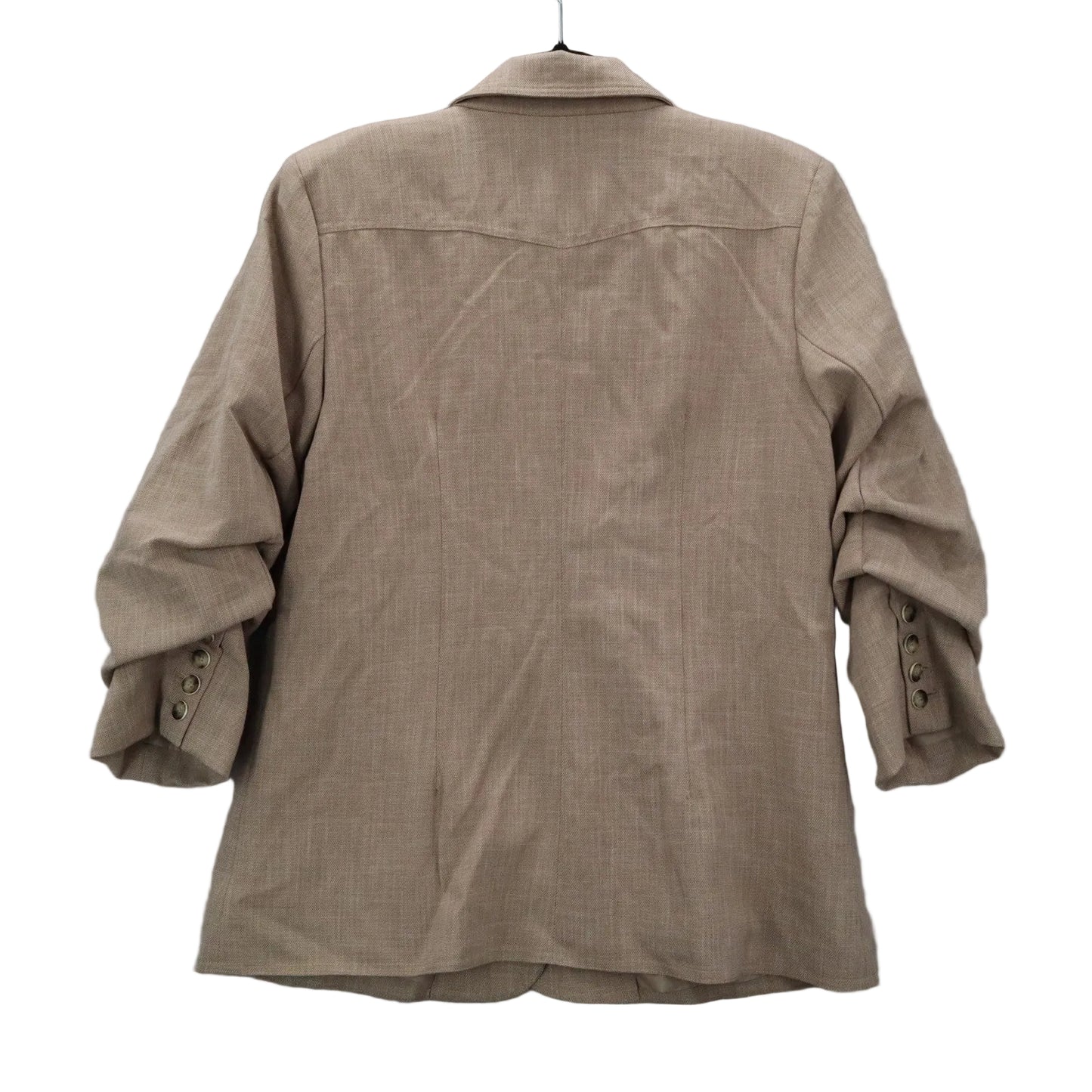 Democracy Tan Ruched Sleeve Business Casual Peak Suit Jacket Coat Blazer Medium