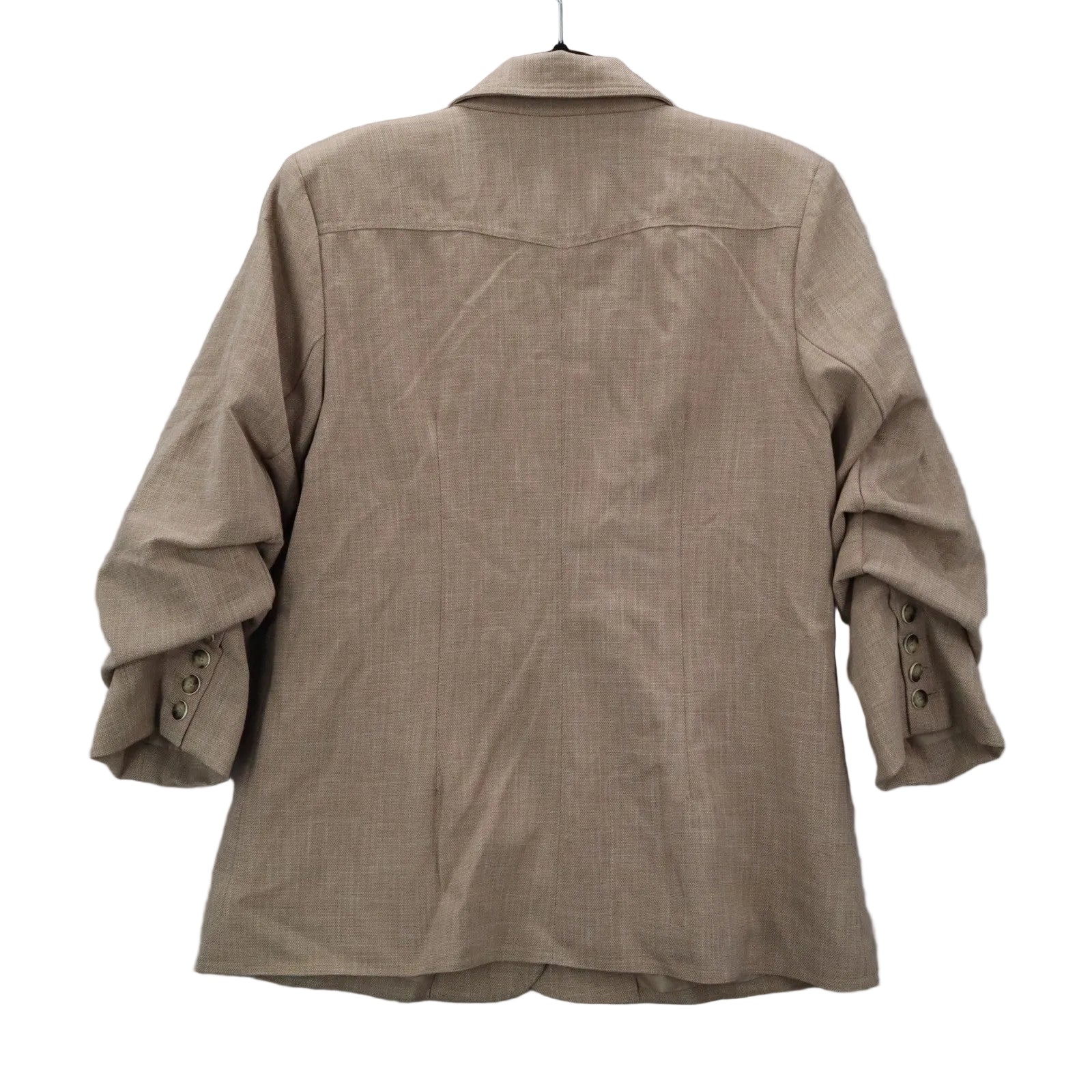 Democracy Tan Ruched Sleeve Business Casual Peak Suit Jacket Coat Blazer Medium