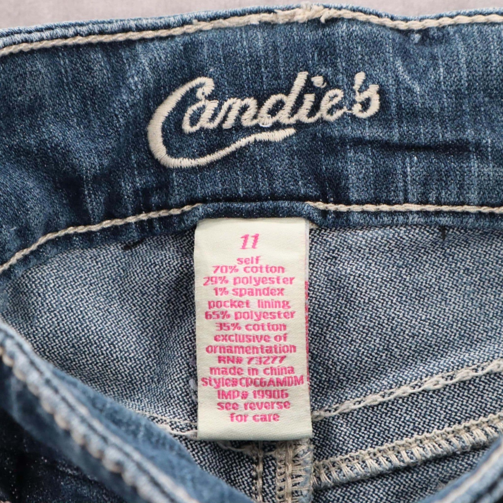 Candie's Blue Straight Leg Cotton Tapered Juniors Classic Denim Jeans 11