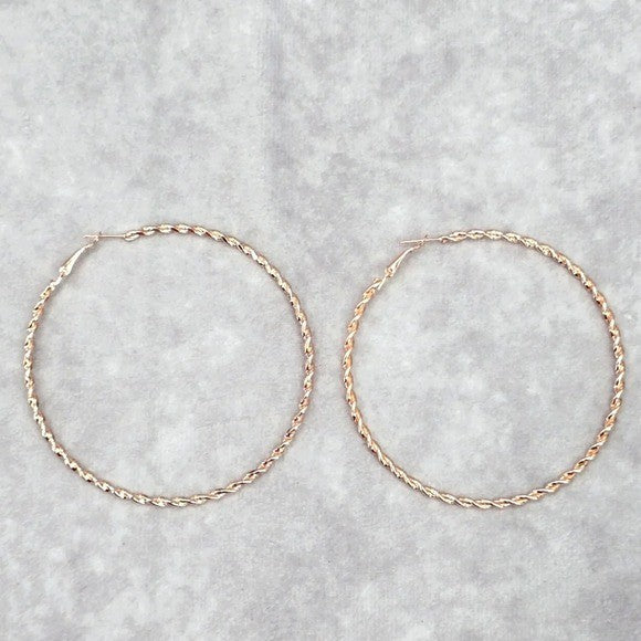 Rose Gold Large Spiral Hoop Dangle Earrings Boho Retro Fashion Jewelry JB2-83
