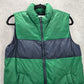 Old Navy Green Blue Stripe Zip Sleeveless Puffer Fleece Boys Vest XL 14/16