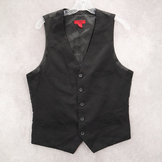 Alfani Black 5 Button Point 4 Welt Pocket Waistcoat Tuxedo Suit Vest Small 38R