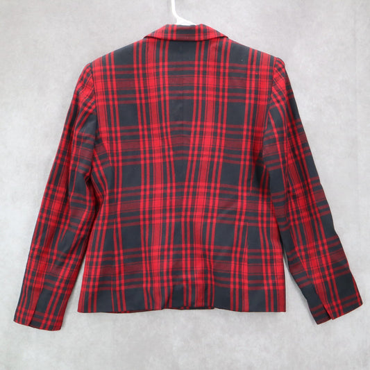 Rena Rowan for Saville Plaid Preppy Double Breasted Notch Coat Jacket Blazer 4