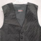 Brandon Michael Black 5 Button Peak Pattern Waistcoat Tuxedo Suit Vest Large 46R