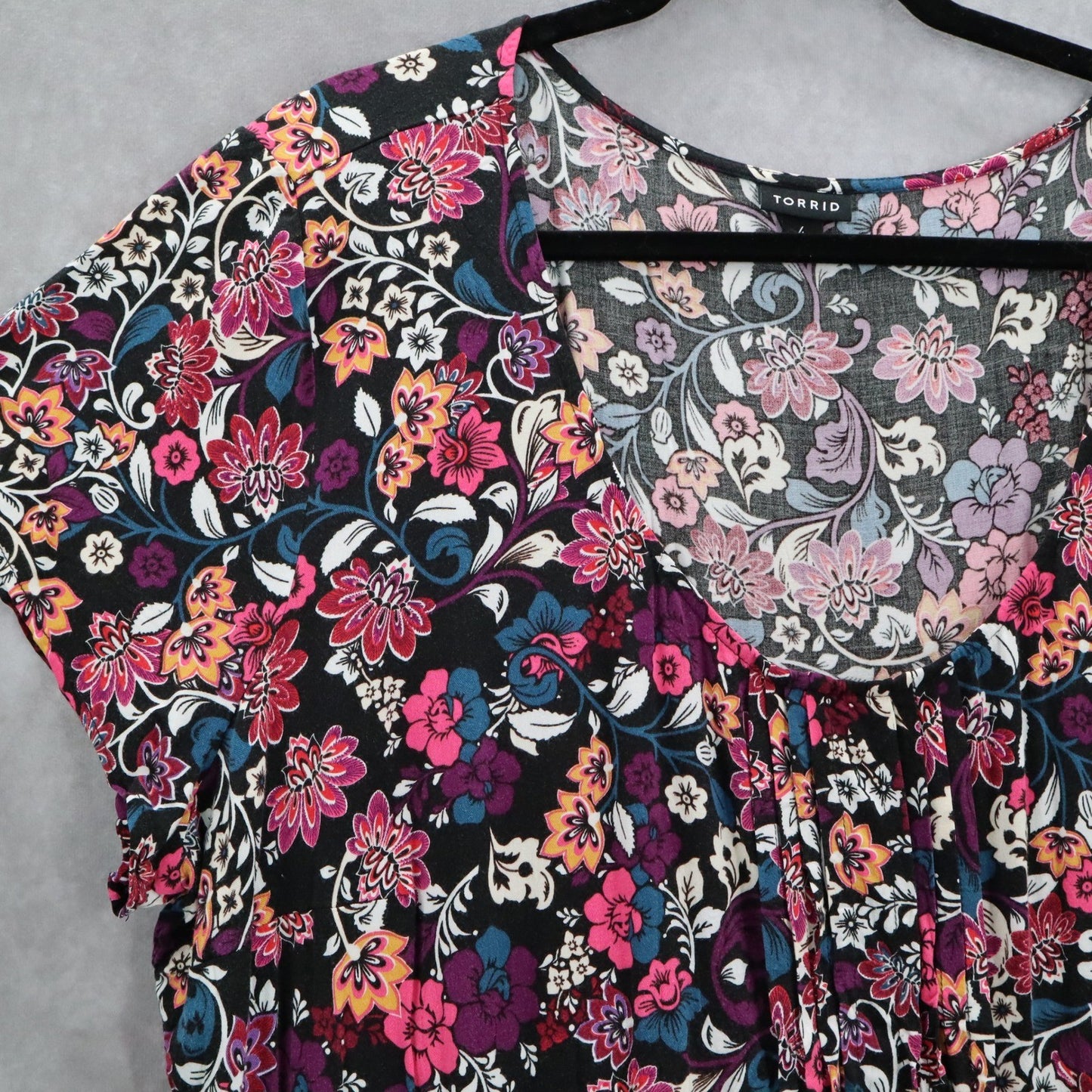 Torrid Black Floral Short Mini Fit Flare Business Casual Tropical Dress Plus 4X