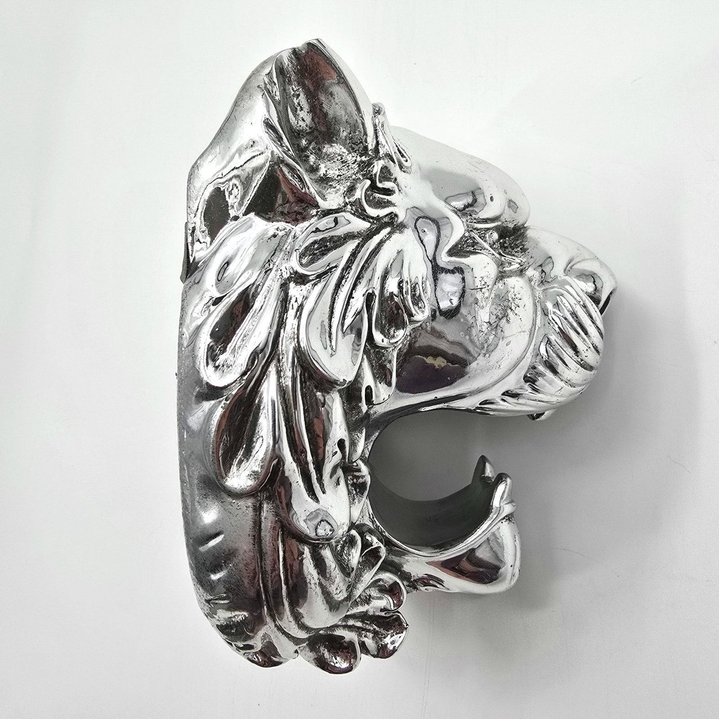 Silver Metallic Lion Head Wall Art Aluminum Mount Plaque Hanging Home Decor