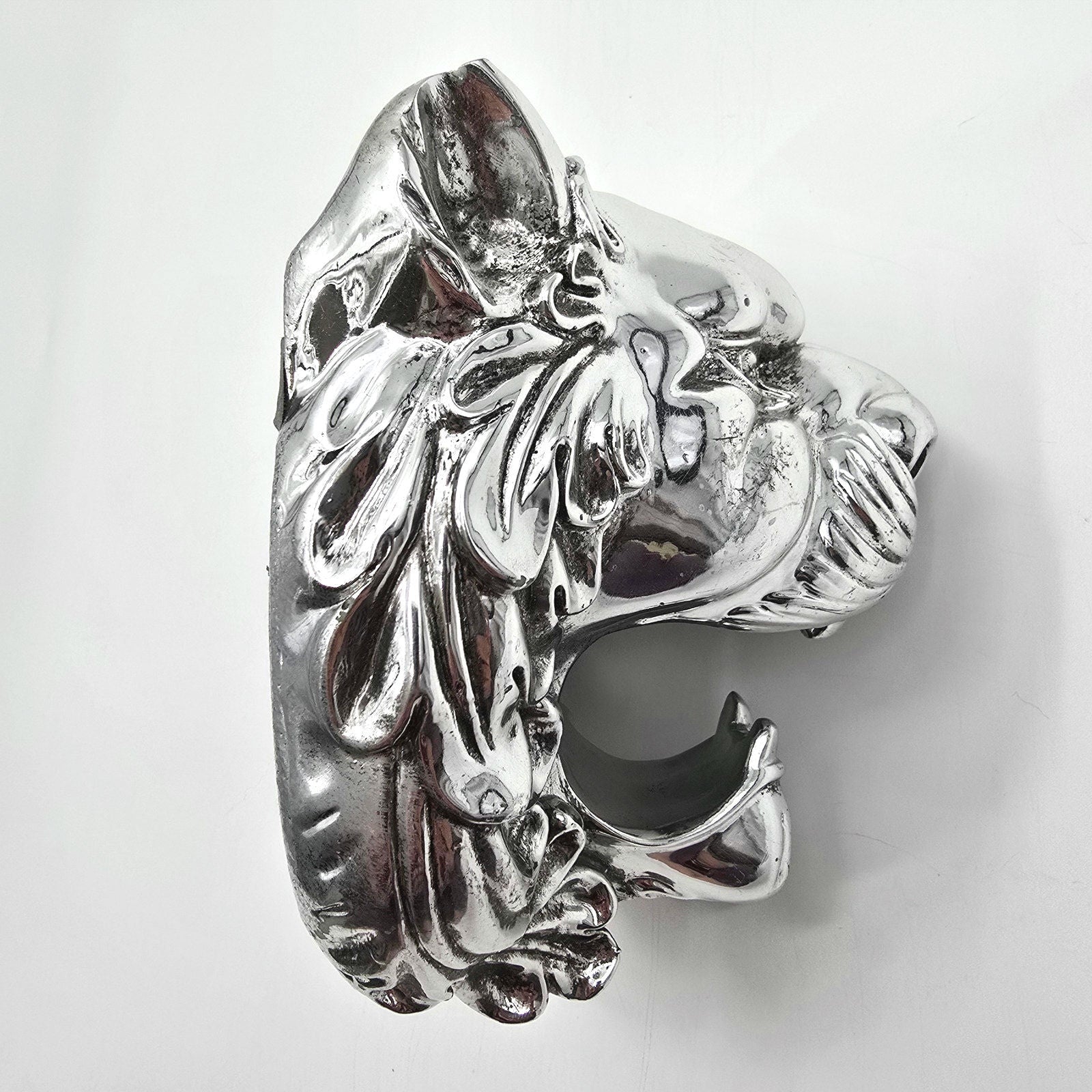 Silver Metallic Lion Head Wall Art Aluminum Mount Plaque Hanging Home Decor