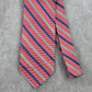 Stafford Red Blue Silver Stripe Repp Geometric 100% Silk Mens Neck Tie Executive