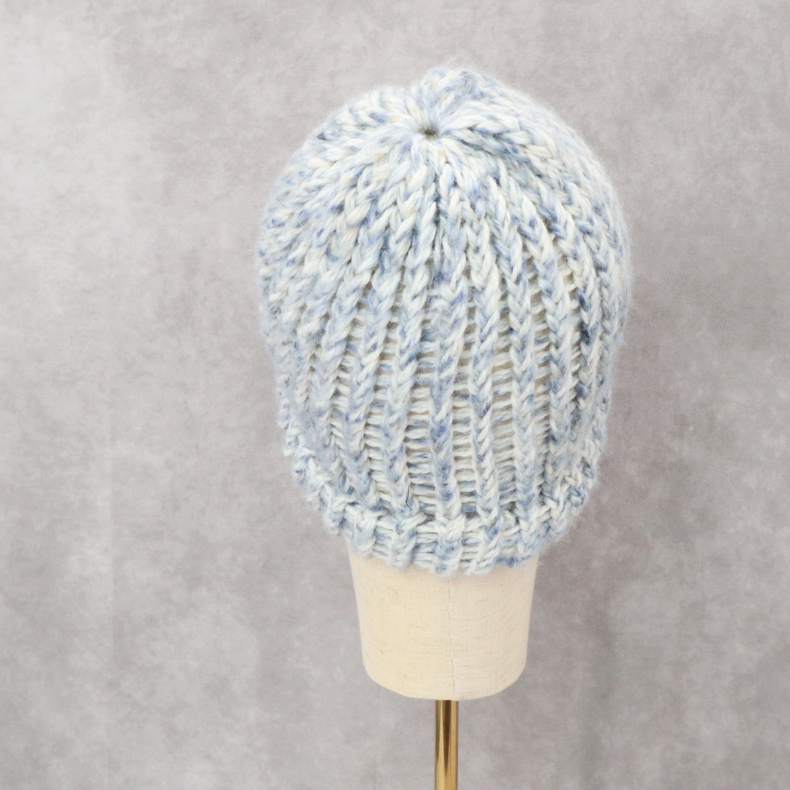 Blue Cable Knit Y2K Vintage Hippy Boys Girls Youth  Bucket Beanie Cap Hat